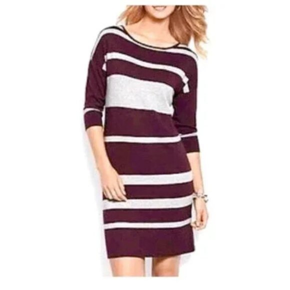 Tommy Bahama Hobart Purple & Gray Heather Stripe Pencil Sweater Dress Si… - Picture 2 of 9
